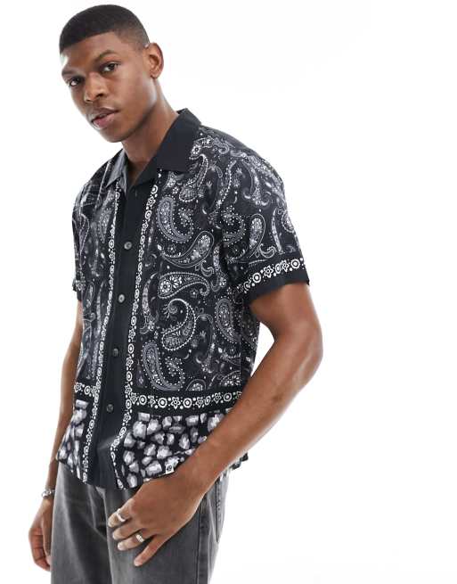 Pretty Green Eclipse paisley shirt in black ASOS
