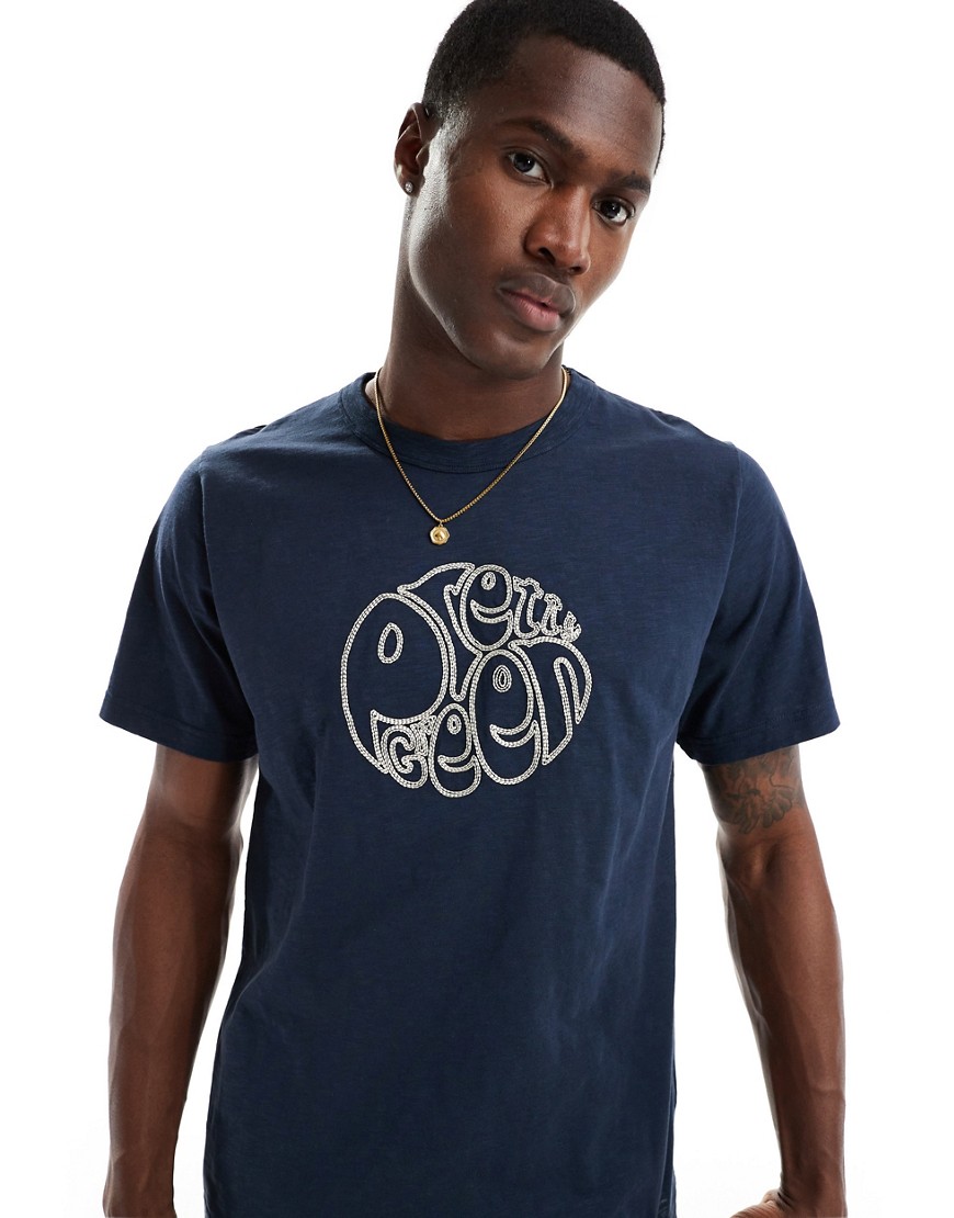 Pretty Green embroidered t-shirt in navy