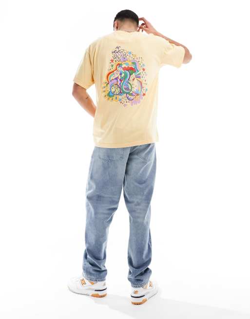 Pretty Green Far Out back print t-shirt in orange