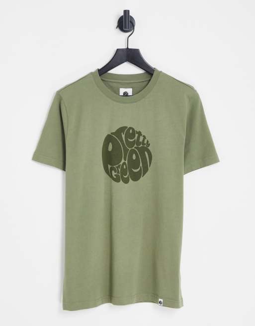 Pretty Green – Gillespie – Khakigrön t-shirt med logga