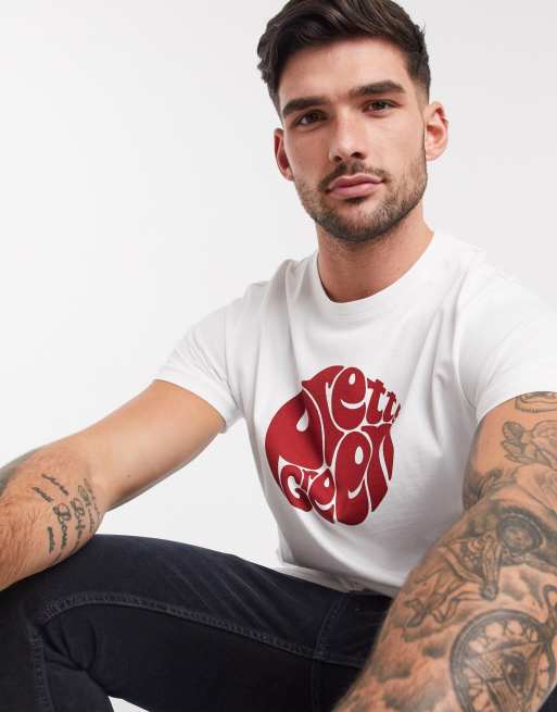 Pretty Green Gillespie large bold logo t-shirt in white