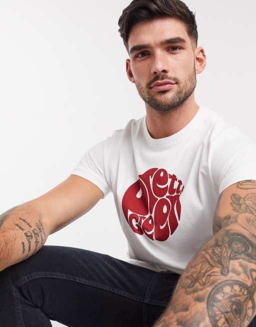 Pretty Green Gillespie large bold logo t-shirt in white | ASOS