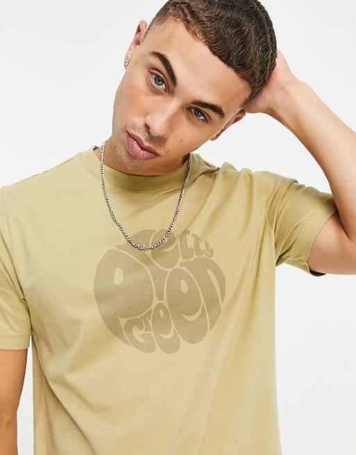  Pretty Green Gillespie large logo t-shirt in stone 