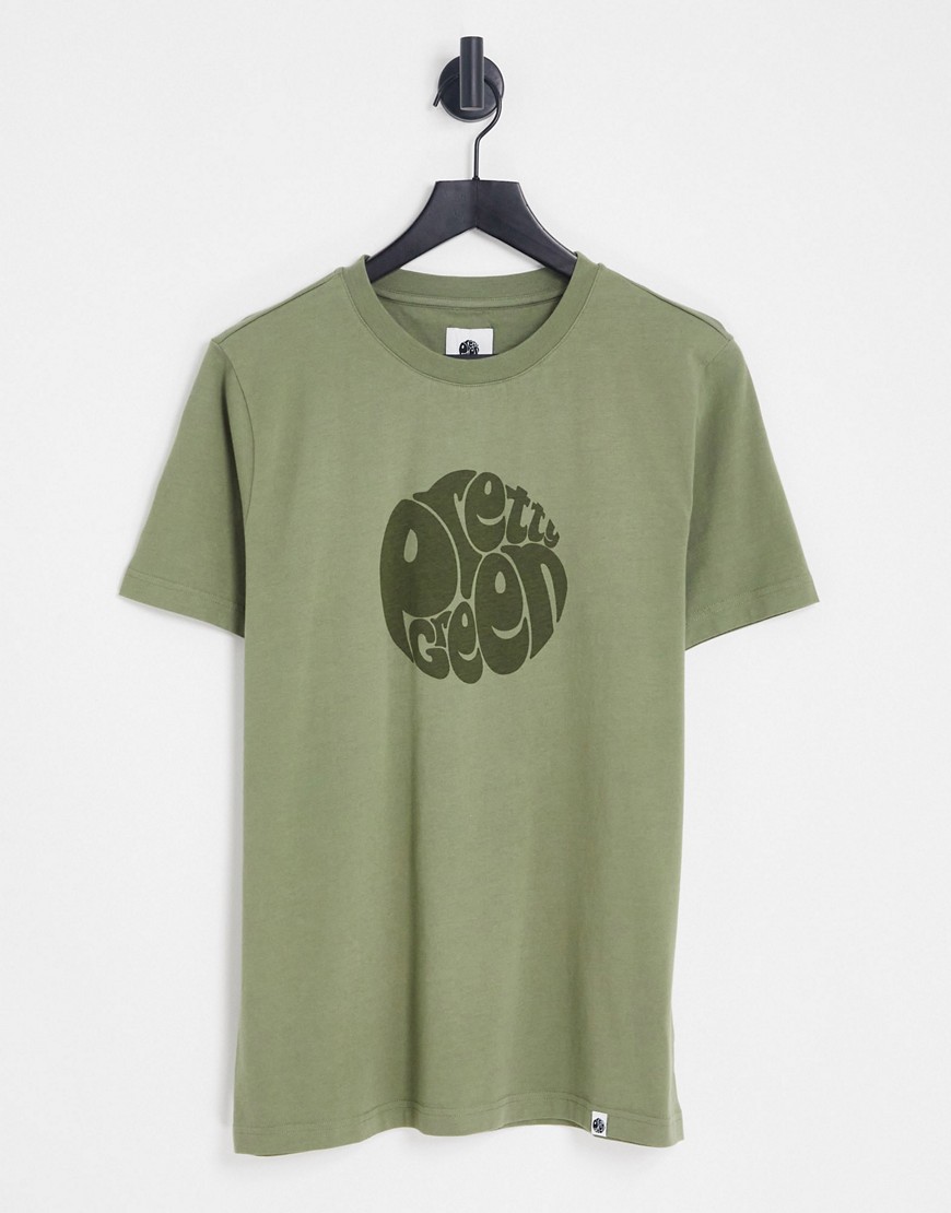 Pretty Green Gillespie logo t-shirt in khaki