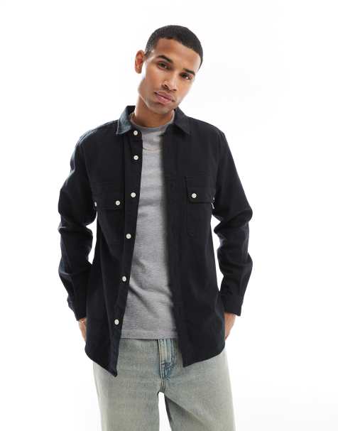 Pretty Green heathen textured shirt in black