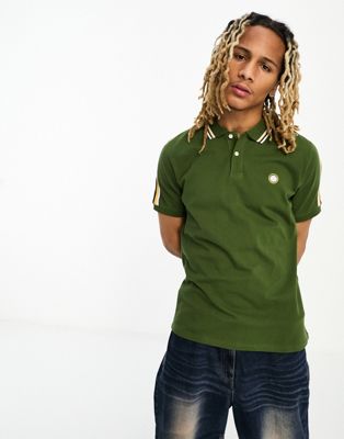 Hollen sleeve stripe polo shirt in green
