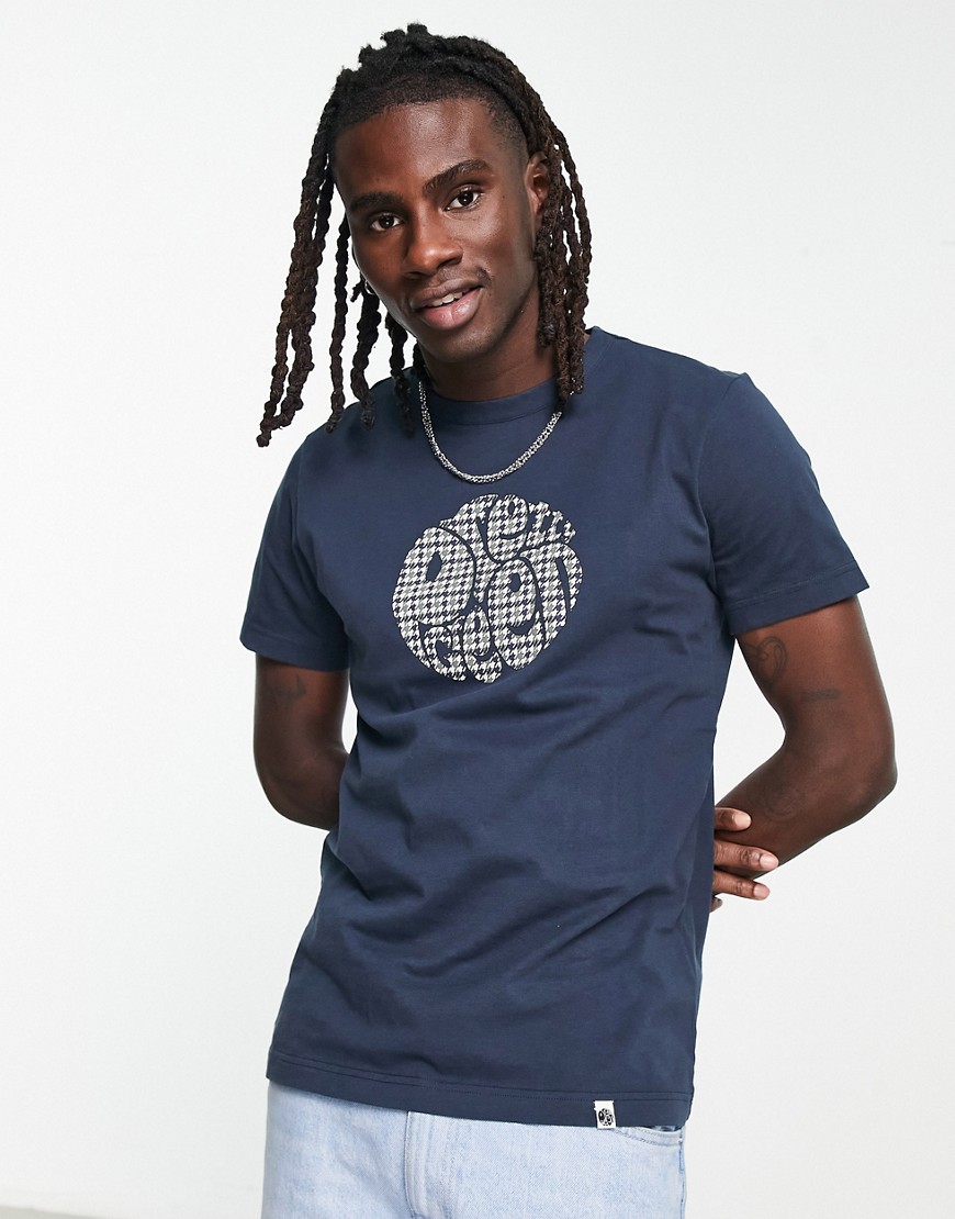 houndstooth logo T-shirt in navy