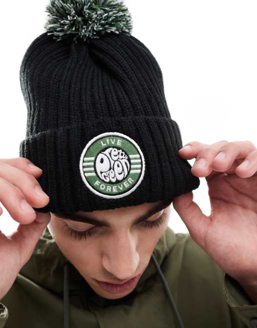 Pretty Green – Live Forever – Czarna czapka z pomponem