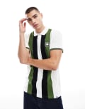 [Pretty Green] Pretty Green Live Forever engineered striped polo in white XS WHITE