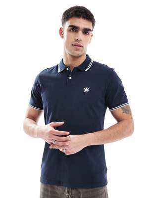 Pretty Green Pretty Green logo polo with tipping in navy