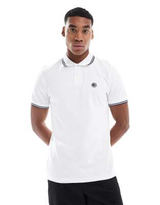 Pretty Green Pretty Green logo polo with tipping in white