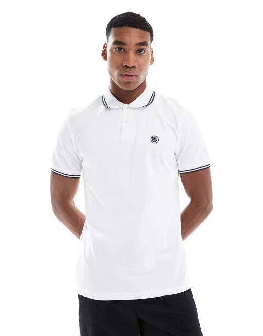 Pretty Green logo polo with tipping in white