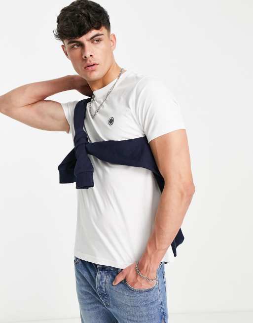 Pretty Green – Mitchell – Biały T-shirt z logo