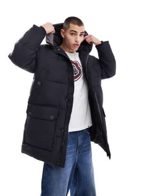 Pretty Green Pretty Green mountfield quilted parka jacket in black