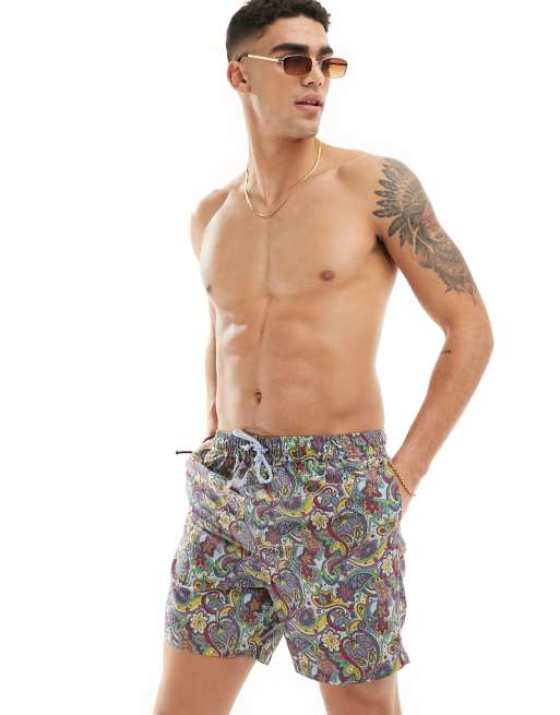 Pretty Green mystic paisley swim shorts in blue