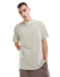 Pretty Green oversized stripe t-shirt in green