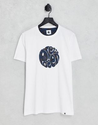 paisley print logo t-shirt in white - WHITE