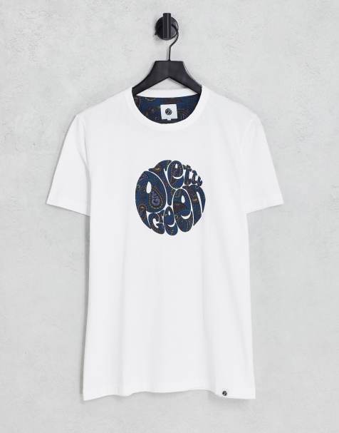 Pretty Green paisley print logo t-shirt in white - WHITE