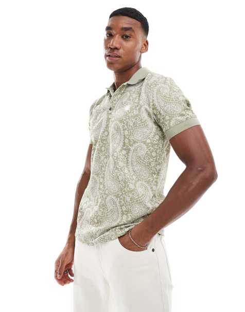 Pretty Green paisley print polo shirt in sage green - view 1