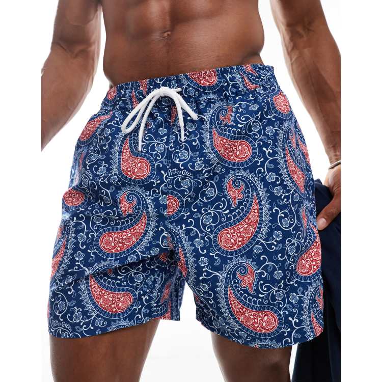 Pretty Green paisley print swim shorts in blue