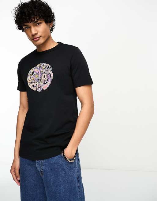 Pretty Green Paisley printed logo graphic t-shirt in black ASOS