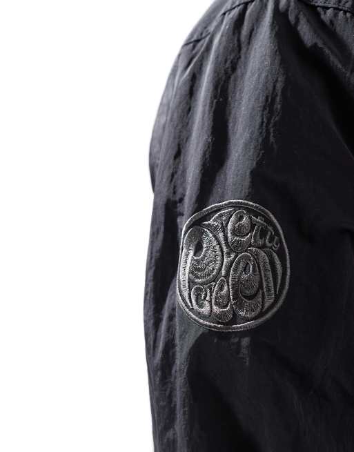 Pretty Green - Parka nero con toppa del logo sulla manica , 3 di 4