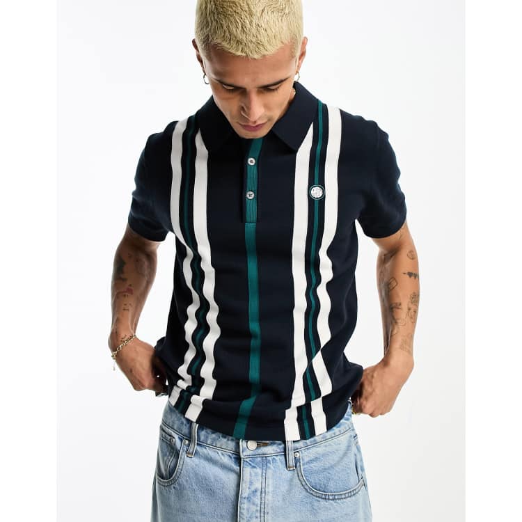 Green and white hotsell vertical striped polo shirt