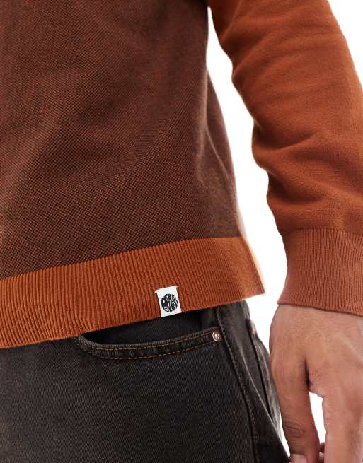 Pretty Green roxy knitted shirt in orange ASOS