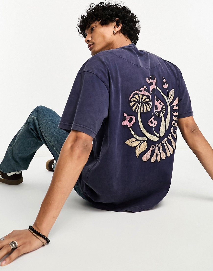 Pretty Green Shroom relaxed fit t-shirt in washed black with back print