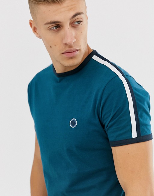 Pretty Green small logo taped sleeve t-shirt in teal
