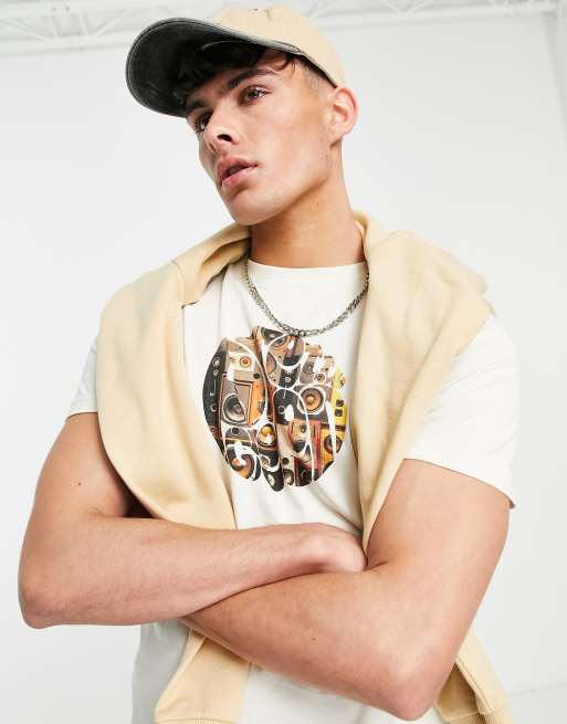 Pretty Green speaker wall print t-shirt in white