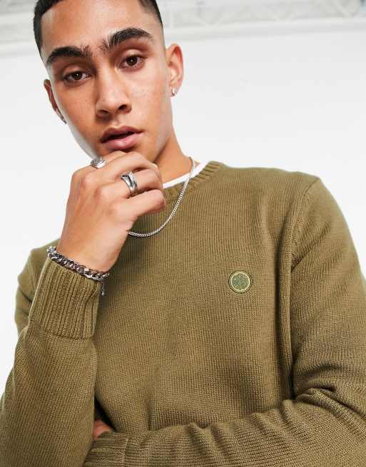 Pretty Green standards knitted jumper in khaki