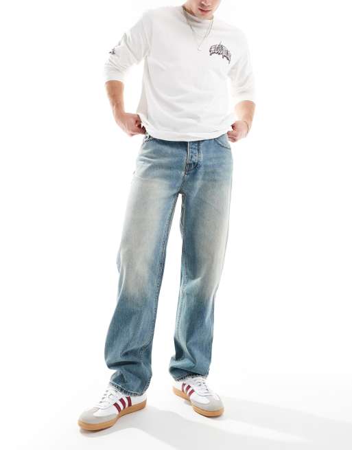 Pretty Green straight leg rinse jeans in blue