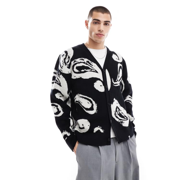 Pretty Green Supernova paisley cardigan in black