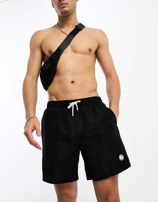 Pretty Green – Svarta badshorts med logga