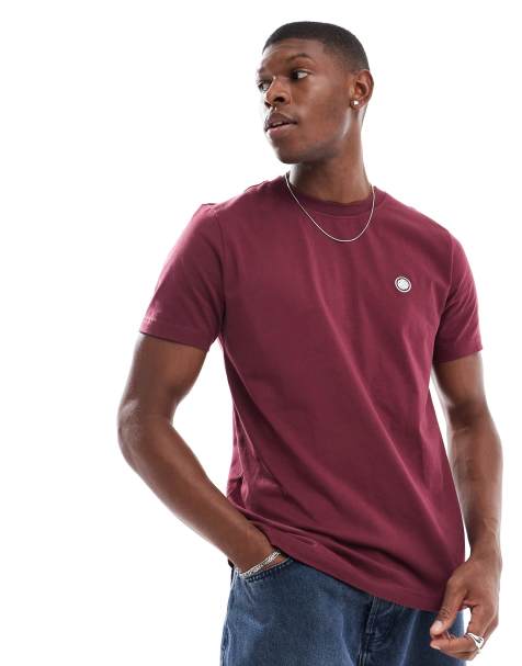 Pretty Green – T-Shirt in Burgunderrot mit Logo - view 1