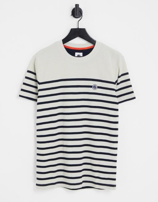 Pretty Green - T-shirt met Bretonse strepen in stone