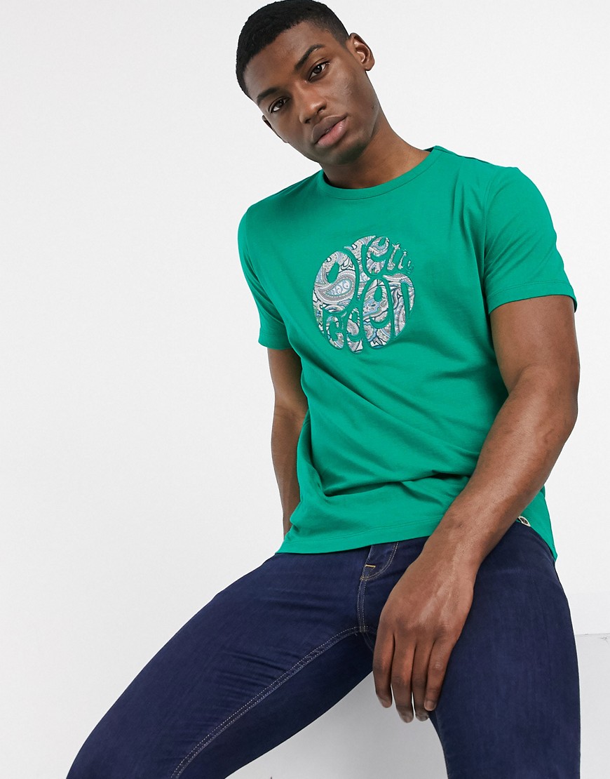 Pretty Green - T-shirt met paisleyprint en geborduurd logo in groen