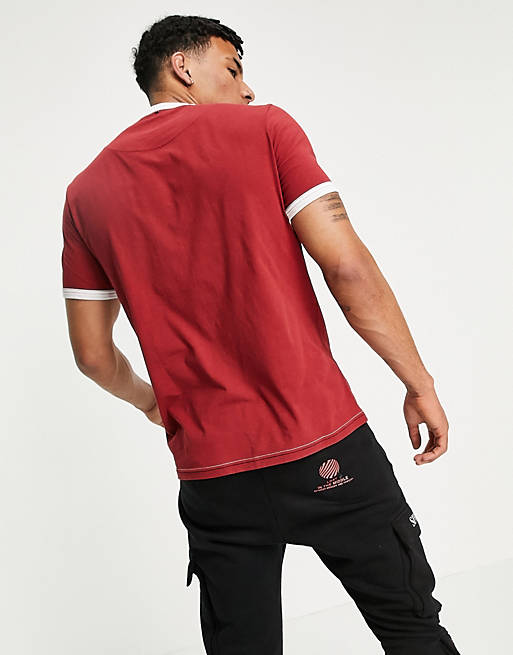 Men Pretty Green Timor t-shirt with print in red 