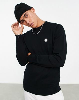 Pretty Green tipped knitted jumper in black