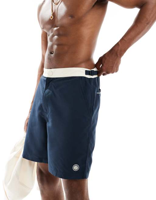 Pretty Green tipped swim short in navy