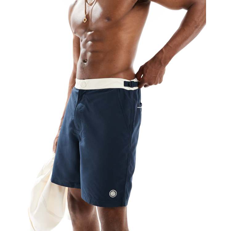 Pretty Green tipped swim shorts in navy