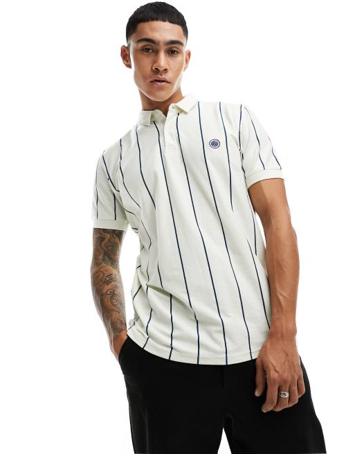 Pretty Green - Vega - Poloshirt met krijtstreep in beige