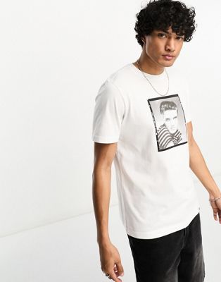 x Elvis photo chest print graphics t-shirt in white