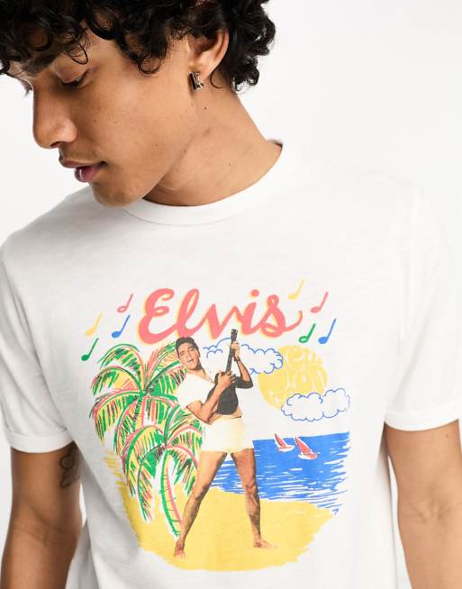 Pretty Green x Elvis – Vit t-shirt med tryck, 3 av 4