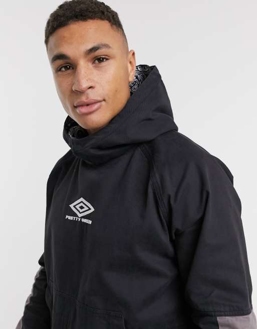 Pretty Green x Umbro hooded drill top in black