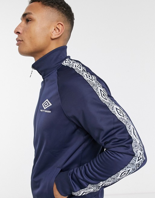Pretty Green x Umbro polytricot track top in navy