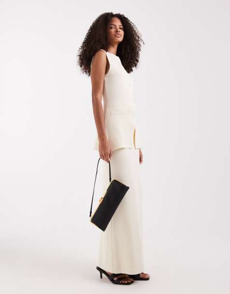 Pretty Lavish alba knit maxi skirt in cream - part of a set - view 1