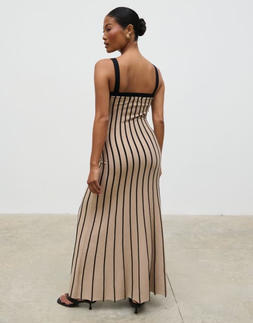 Pretty Lavish Alyssia stripe midaxi dress in beige, 2 of 4