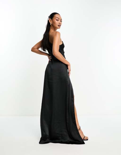 Taylor Tube Maxi Dress ~ Black Luxe Satin XXS